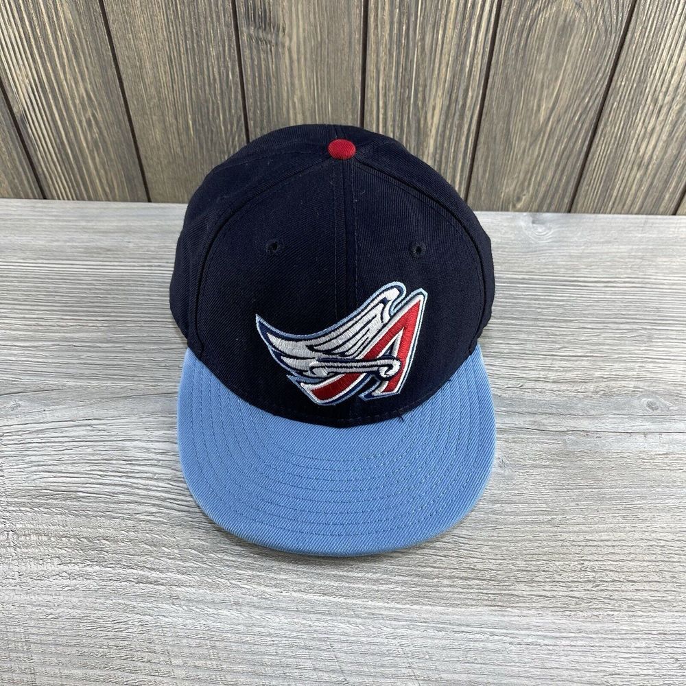 Anaheim Angels Hat Fitted Mens 7 1/8 Blue Plain Logo New Era MLB Baseball Cap